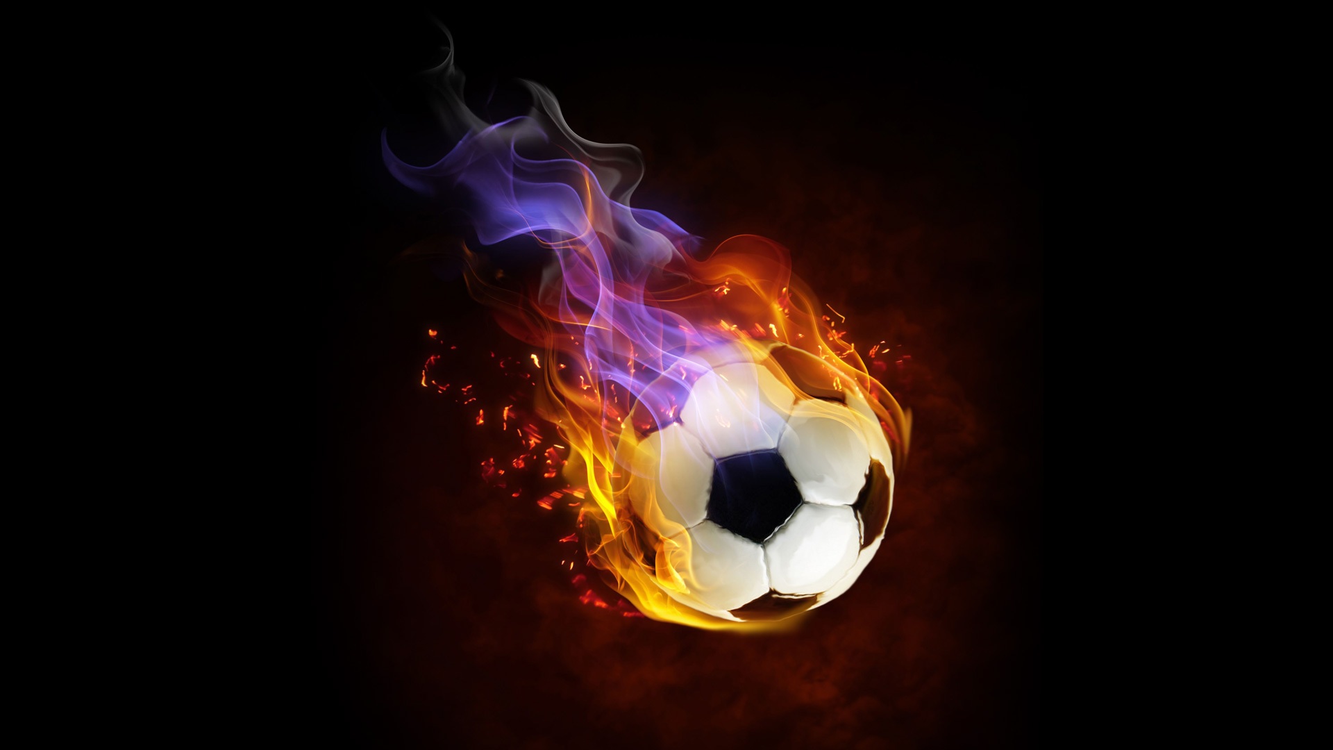 футбольный мяч пламя разноцветные линии скачать